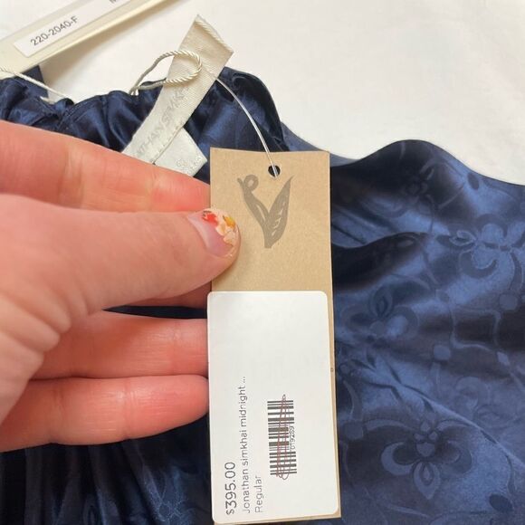 jonathan Simkhai Silk Long Sleeve Top in Navy, size S - NWT - Picture 10 of 14